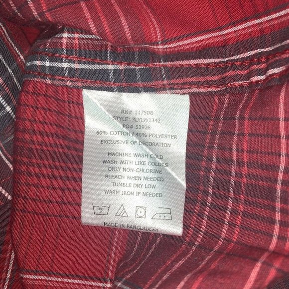 Levis Mens Standard Fit Long Sleeve Western Pearl Snap Shirt Size XXL Red Plaid - Picture 5 of 5